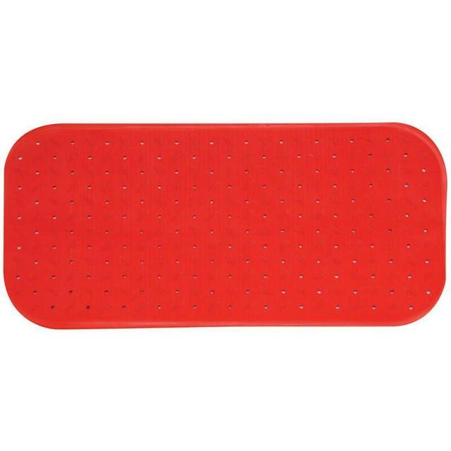 MSV Premium duschmatta badmatta badkarsmatta badkarsinsats antibakteriell halkfri med sugkoppar röd doft av ros ca 36 x 97 cm tvättbar vid 60 °C grader, röd