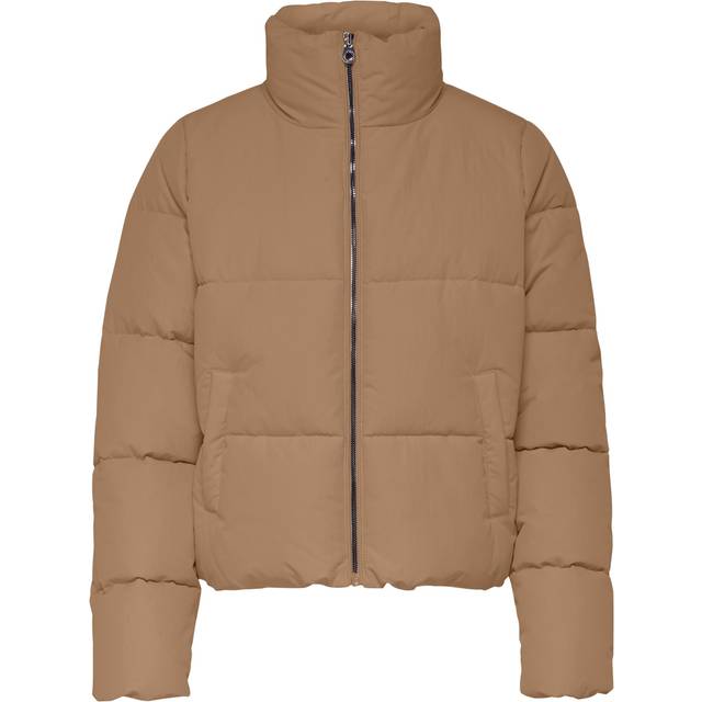 Only Womens Dolly Short Puffer Jacket in Beige - Size 8 UK