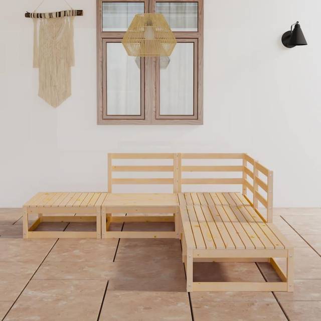 vidaXL 5 Piece Garden Lounge Set Solid Wood Pine - Brown