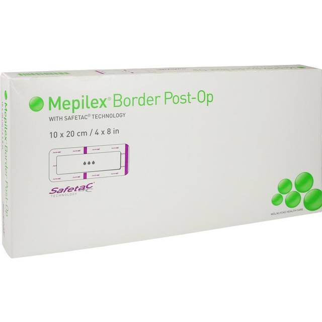 Foam dressing mepilex border post-op 4 x 8 inch rectangle adhesive with border s