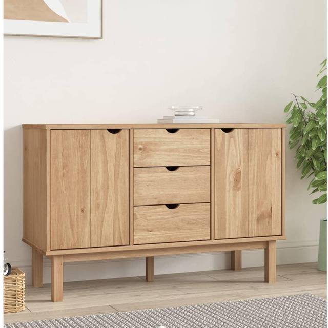 vidaXL Sideboard OTTA 113.5x43x73 cm Solid Wood Pine - Brown