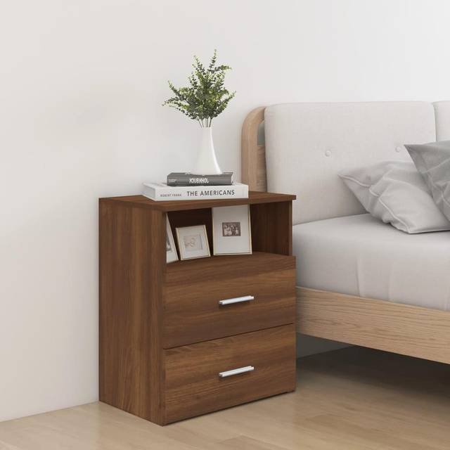 vidaXL Bed Cabinet Brown Oak 50x32x60 cm