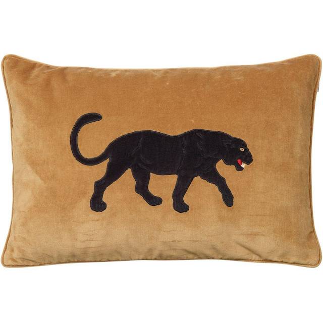 Chhatwal & Jonsson Embroidered Black Panther kuddfodral 40x60 cm Masala yellow