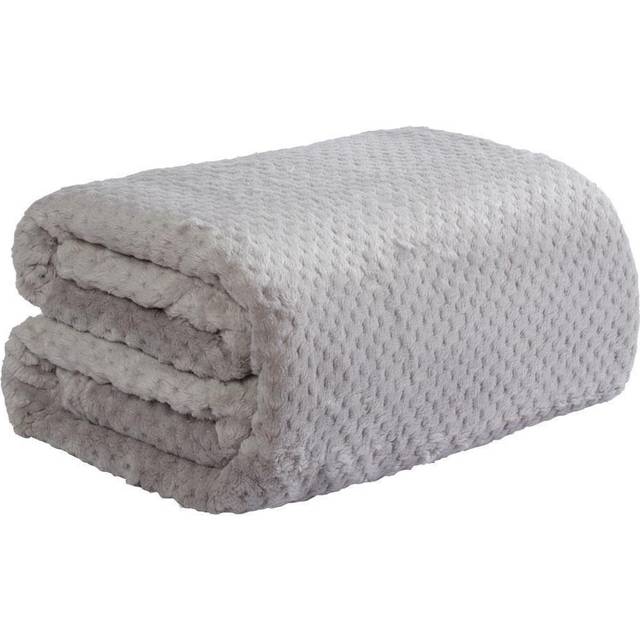 Waffle Honeycomb Mink Throw - Silver / 240cm