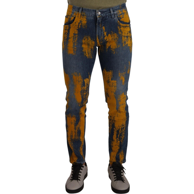 Dolce & Gabbana Blue Yellow Dye Cotton Skinny Denim Jeans - IT44 | XS