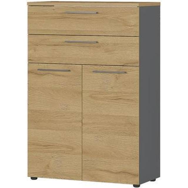 Germania Filing Cabinet with 2 Self Closing Drawers - Graphite and Oak, none