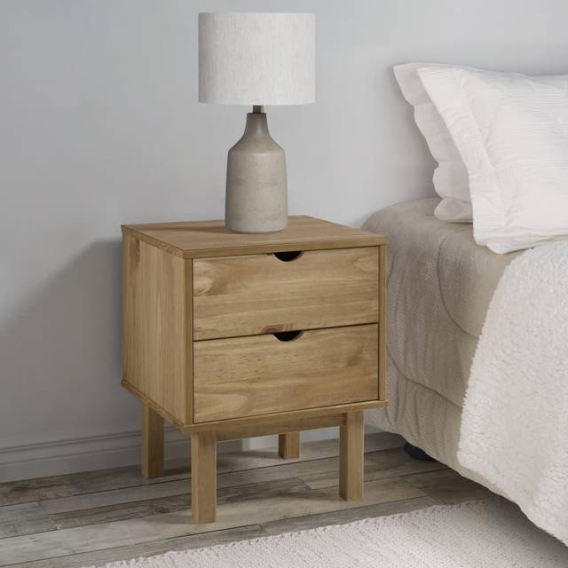 vidaXL Bedside Cabinet OTTA 45x39x57 cm Solid Wood Pine - Brown