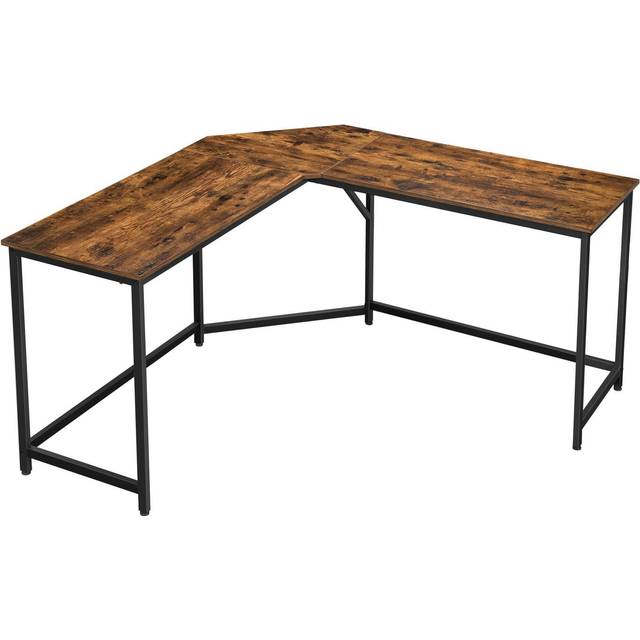 VASAGLE Eckschreibtisch, L-förmiger Computertisch, 149 x 149 x 76 cm, platzsparender Bürotisch, Homeoffice, Gaming, vintagebraun-tintenschwarz LWD73X