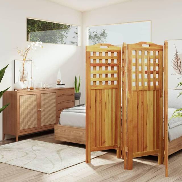 vidaXL 4-Panel Room Divider 162x2x115 cm Solid Wood Acacia - Brown