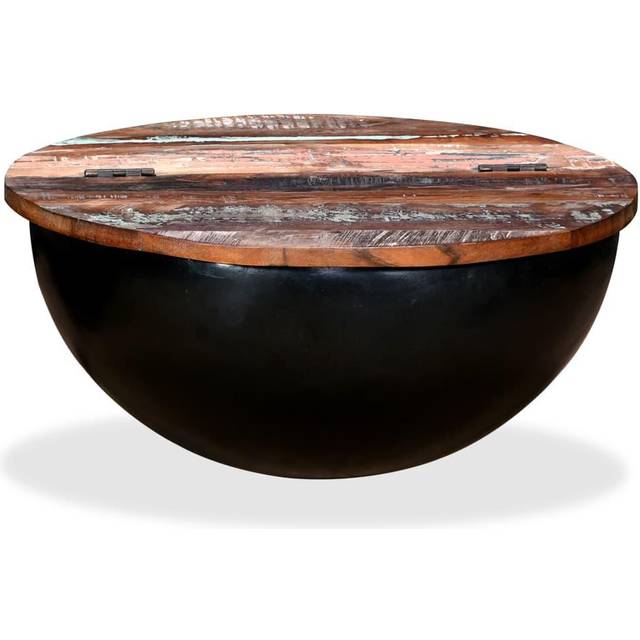 vidaXL Coffee Table Solid Reclaimed Wood Black Bowl Shape