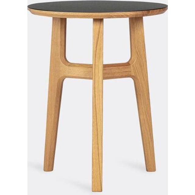 Magnus Olesen - Freya Coffee Table - Soffbord - Frame: Lacquered oak / Tabletop: Black linoleum w/oak edge - Ø40 - Ø: 40 x H: 50 cm