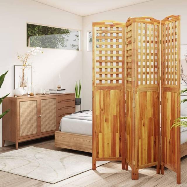 vidaXL 4-Panel Room Divider 162x2x180 cm Solid Wood Acacia - Brown