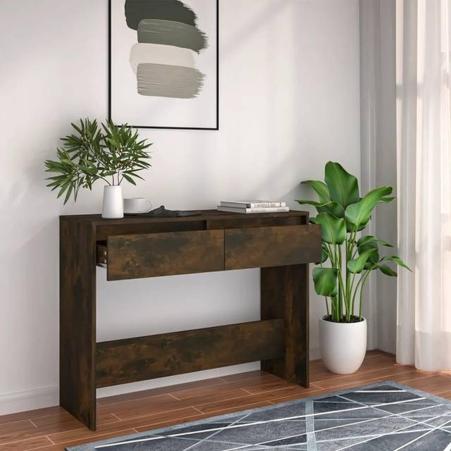 vidaXL Console Table Smoked Oak 100x35x76.5 cm Engineered Wood - Brown