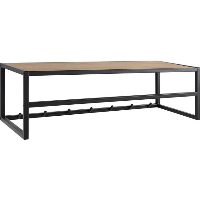 Florence Seaford Black Metal Wall Mounted Coat Rack with Oak Top - Furniture To Go