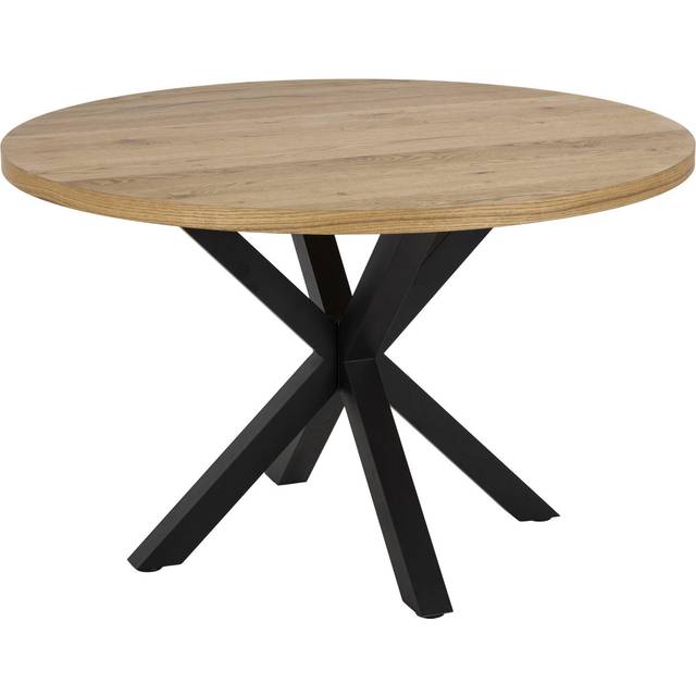 Heaven 120cm Dining Table - Oak Veneer With Matt Black Base