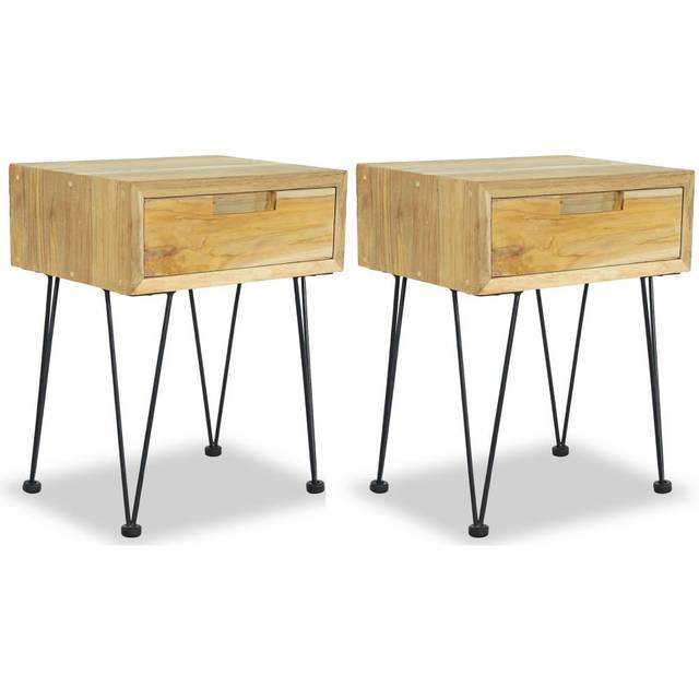 Sängbord 2 st 40x30x50 cm massiv furu