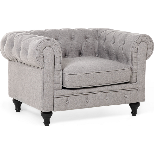 Beliani Armchair Chesterfield Fabric Light Grey, Grey