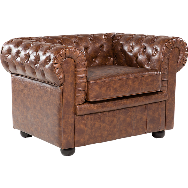 Armchair CHESTERFIELD Faux Leather Golden Brown