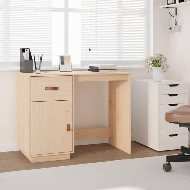 vidaXL Desk 95x50x75 cm Solid Wood Pine - Brown