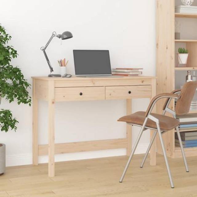 vidaXL Desk with Drawers 100x50x78 cm Solid Wood Pine - Brown