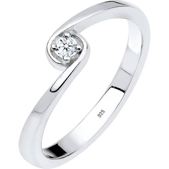 Diamore Women&#39;s 925 Sterling Silver 0.03 ct Diamond Solitaire Ring