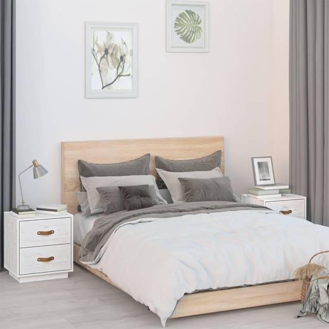 vidaXL Bedside Cabinets 2 pcs White 40x34x45 cm Solid Wood Pine