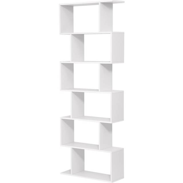 VASAGLE Bookcase, 6 Tier Shelf, Storage Unit, Divider, Living Room, Bedroom, Office, Modern Style, White