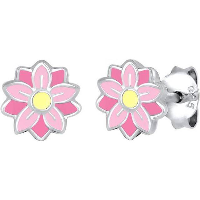 Elli örhängen barn blomma pastell emalj 925 sterlingsilver, Emalj, Utan