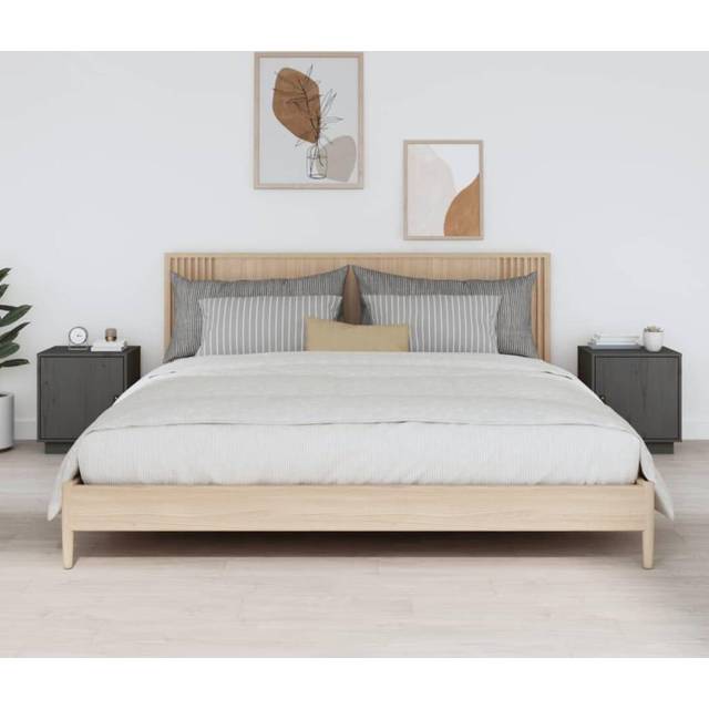 vidaXL Bedside Cabinets 2 pcs Grey 40x34x45 cm Solid Wood Pine