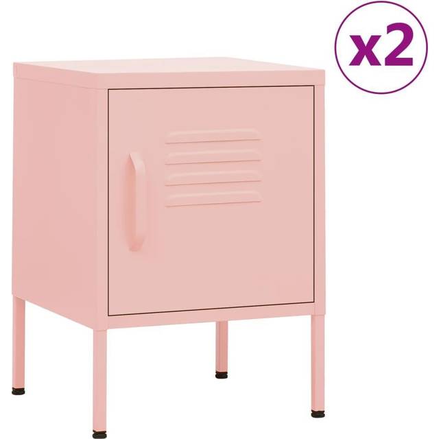vidaXL natborde 2 stk. 35x35x51 cm stål lyserød