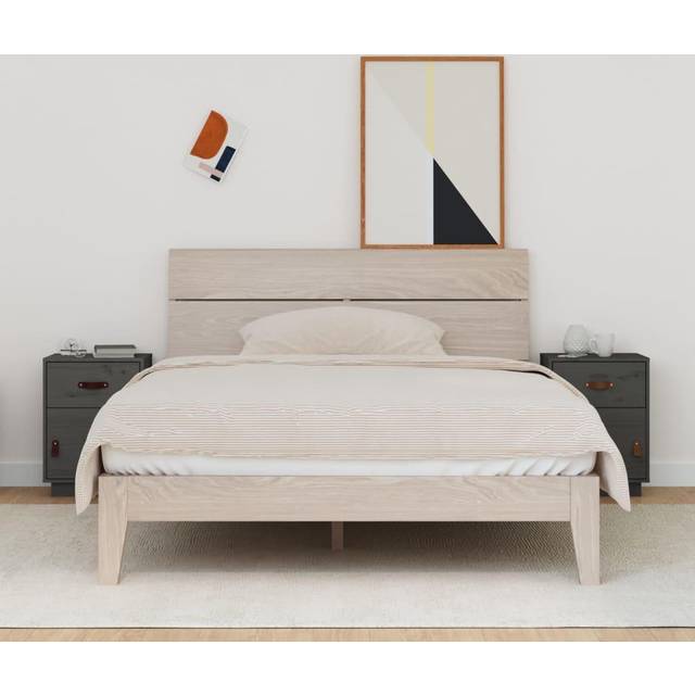 vidaXL Bedside Cabinets 2 pcs Grey 40x34x55 cm Solid Wood Pine