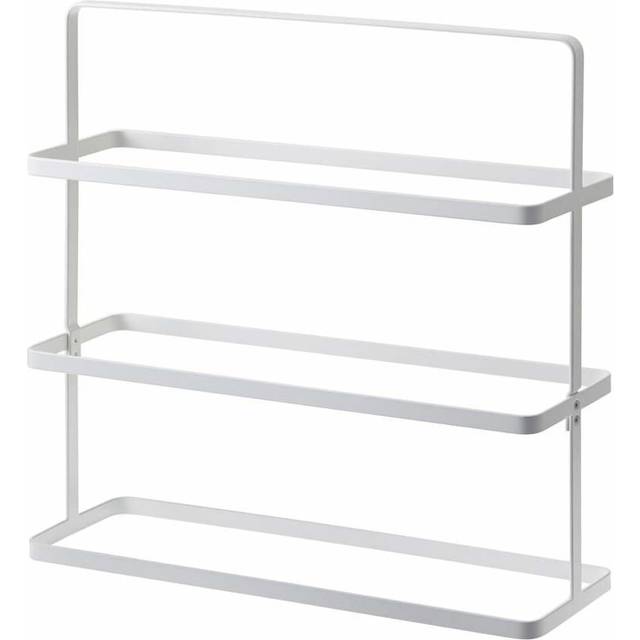 Yamazaki Home Compact Modern Metal Shoe Rack Steel Short White  Wide