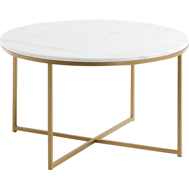 Sheffield coffee table in white marble and golden steel legs Ã˜ 80 cm - White