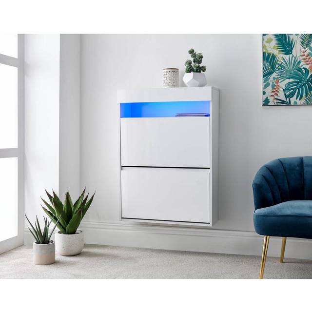 Galicia Wall Hanging Two Tier Shoe Cabinet - White