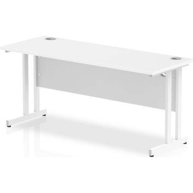 Impulse 1600 x 600mm Straight Office Desk White Top White Cantilever Leg