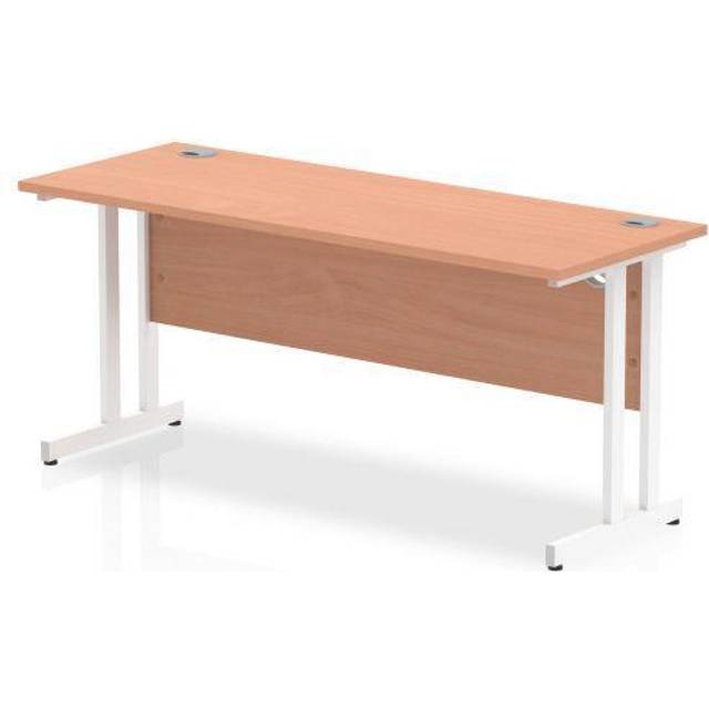 Impulse 1600 x 600mm Straight Office Desk Beech Top White Cantilever Leg