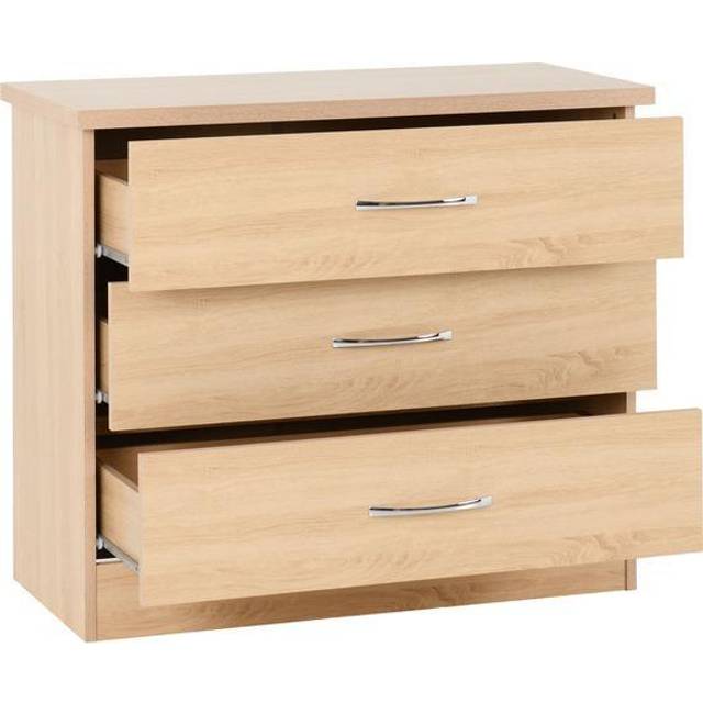 (3 Drawer Chest) Nevada Bedroom Furniture Range - Sonoma Oak Effect