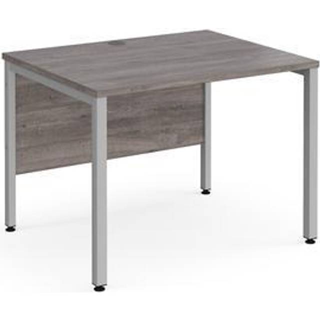 Maestro 25 Straight Office Desk Silver Leg Frame and Grey Oak Table Top - 1000x800mm