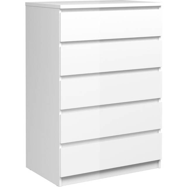 Naia Chest Of 5 Drawers In White High Gloss