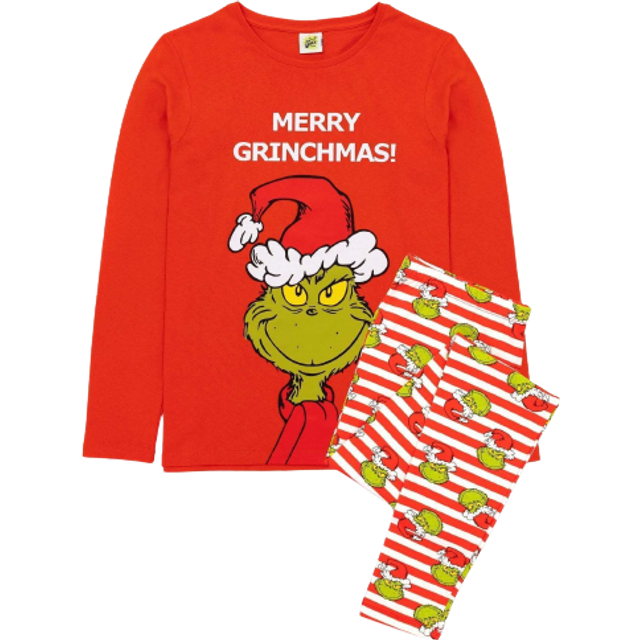 (S, Red/Green/White) The Grinch Womens/Ladies Christmas Pyjama Set