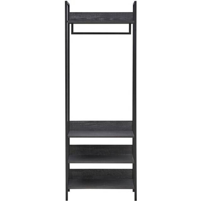 Zahra Open Wardrobe with Four Shelves - Black / 63.8cm