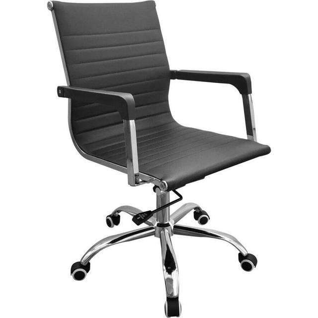 Core Products Loft Home Office Home Office Faux Leather Chair with Contour Back & Chrome Base - Black, Black