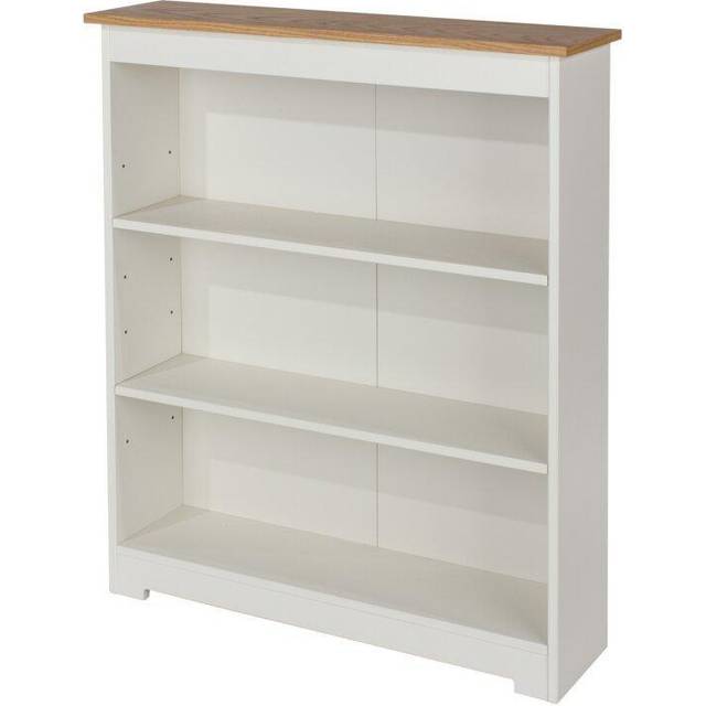 Core Products Colorado 3 Shelf Oak and White Low Wide Bookcase