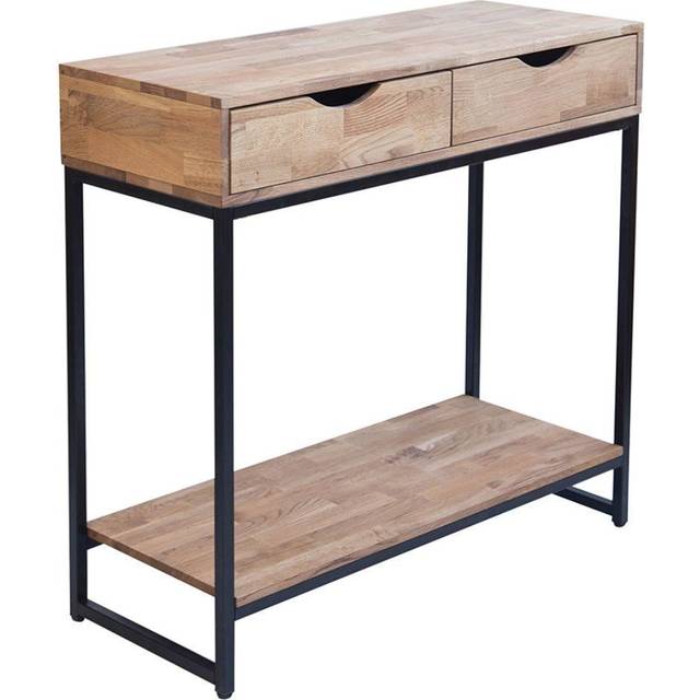 Mirelle Console Table -Solid Oak Elegance with Sleek Black Metal Frame