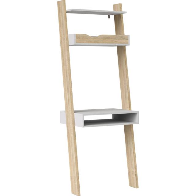 Florence Single Drawer Leaning Desk White and Oak - Furniture to Go - 48.1 x 65.1 x 180.4cm