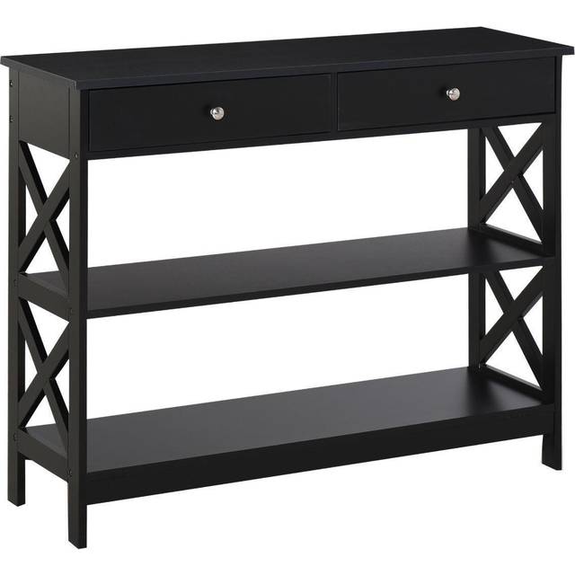 HOMCOM Console Table With Open Top X Support Black, Black