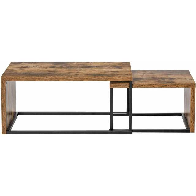 Set of 2 Coffee Tables Industrial Style Tea Table - Side Table w/ Metal Frame for Living Room Bedroom Black & Brown Tables - Home Living | TJ Hughes