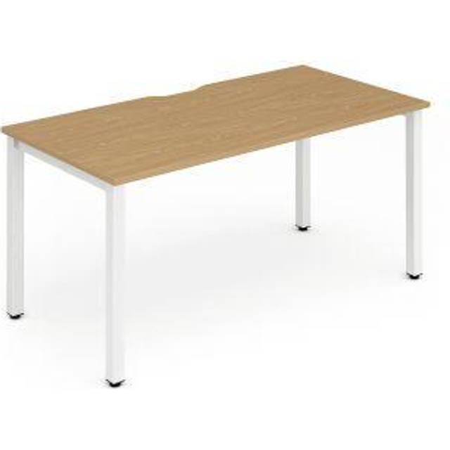 Evolve Single White Frame Bench Desk 1400 Oak - BE115