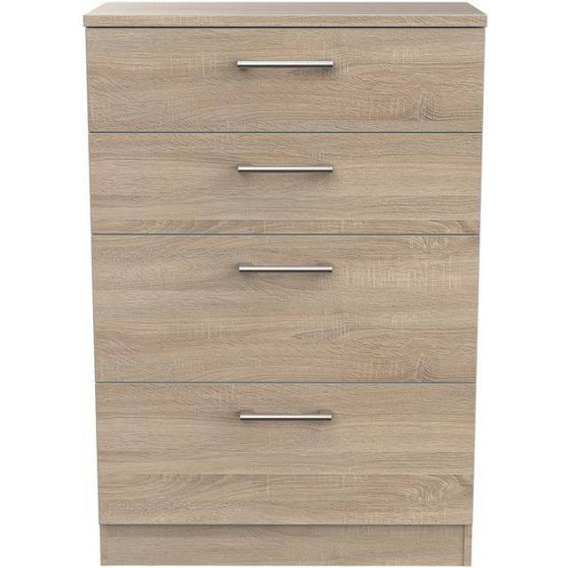 Crowndale Devon 4 Drawer Bardolino Oak Deep Chest of Drawers - Brown - 4 Drawers