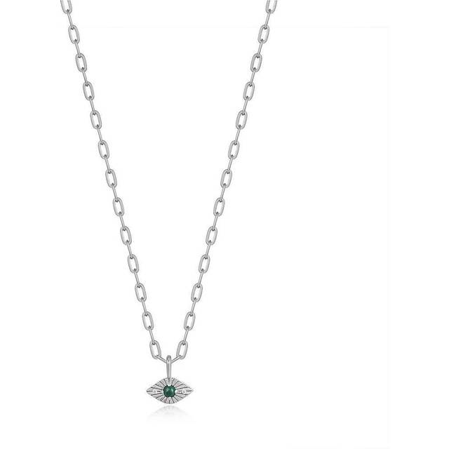 Silver Malachite Evil Eye Necklace N039-02H-M